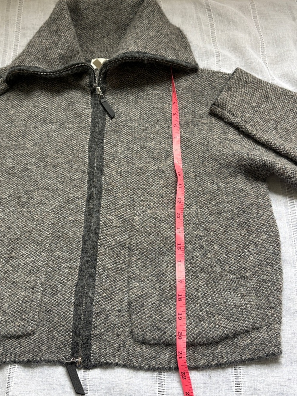 Cyrus Grey Zip-Front Wool-Blend Cardigan Jacket - Picture 12 of 13